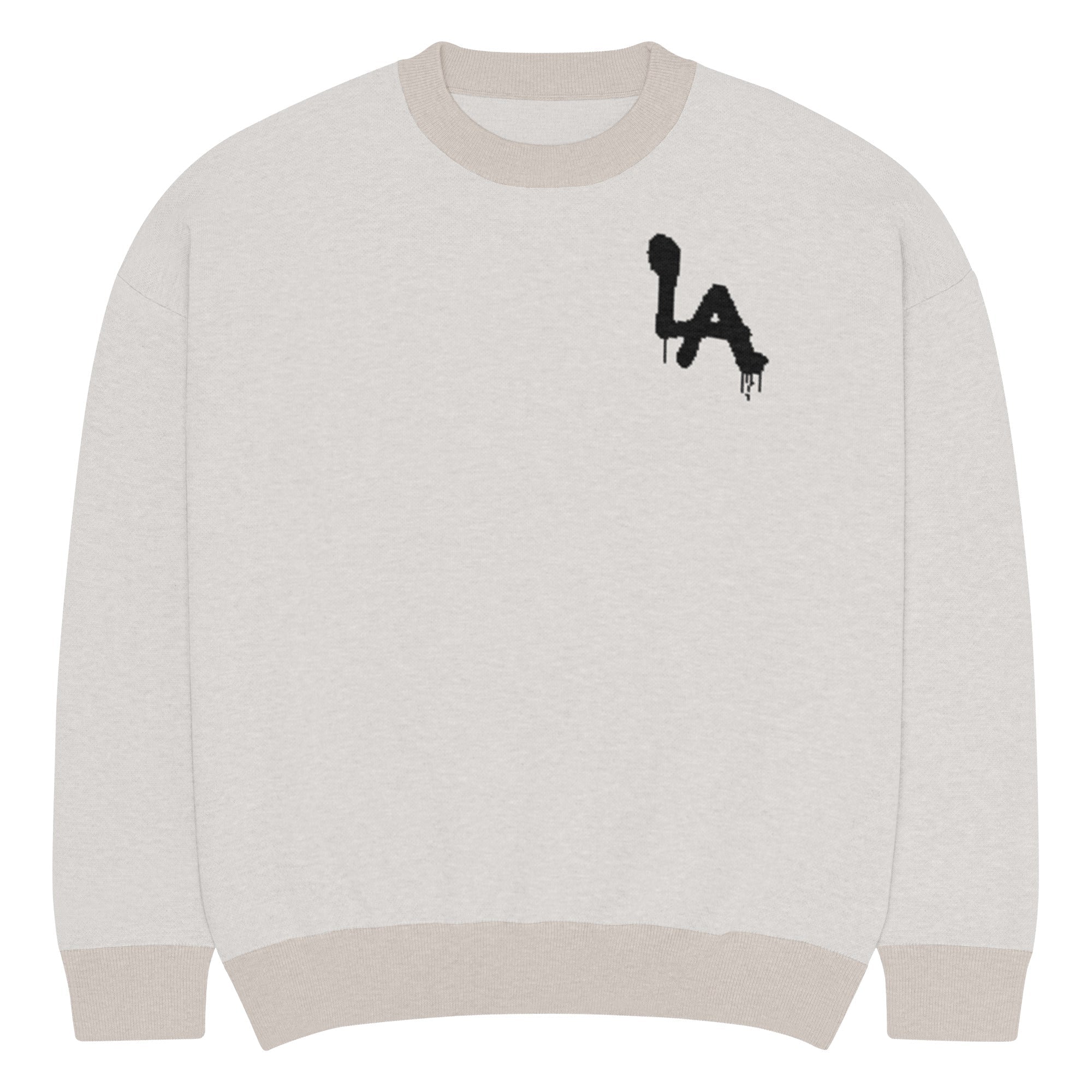 LA Drip Relaxed Fit Knitted Crewneck Sweater - by trudesigns.shop
