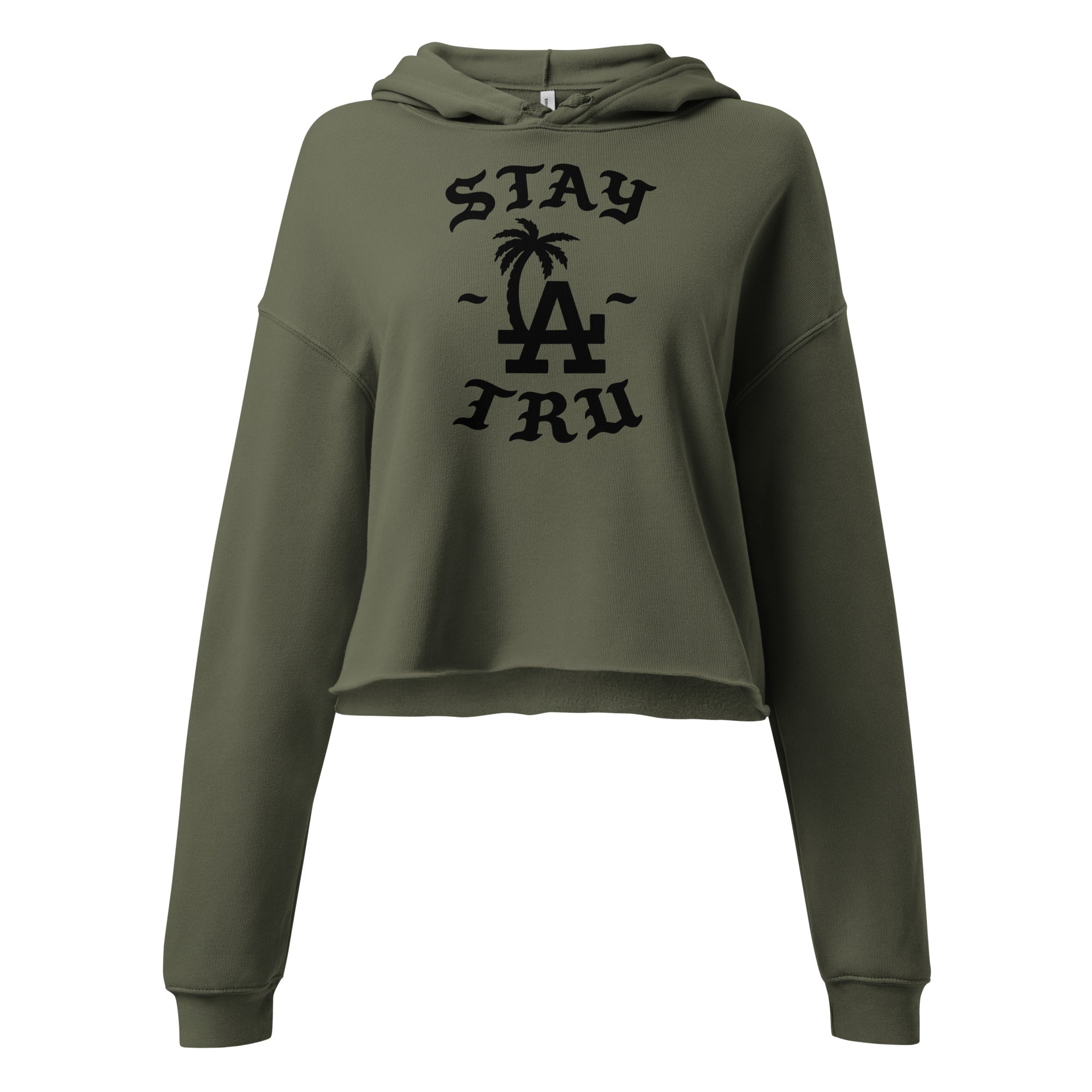 Tru Designs LA Culture "Stay Tru" Premium Raw - Hem Crop Hoodie - by trudesigns.shop