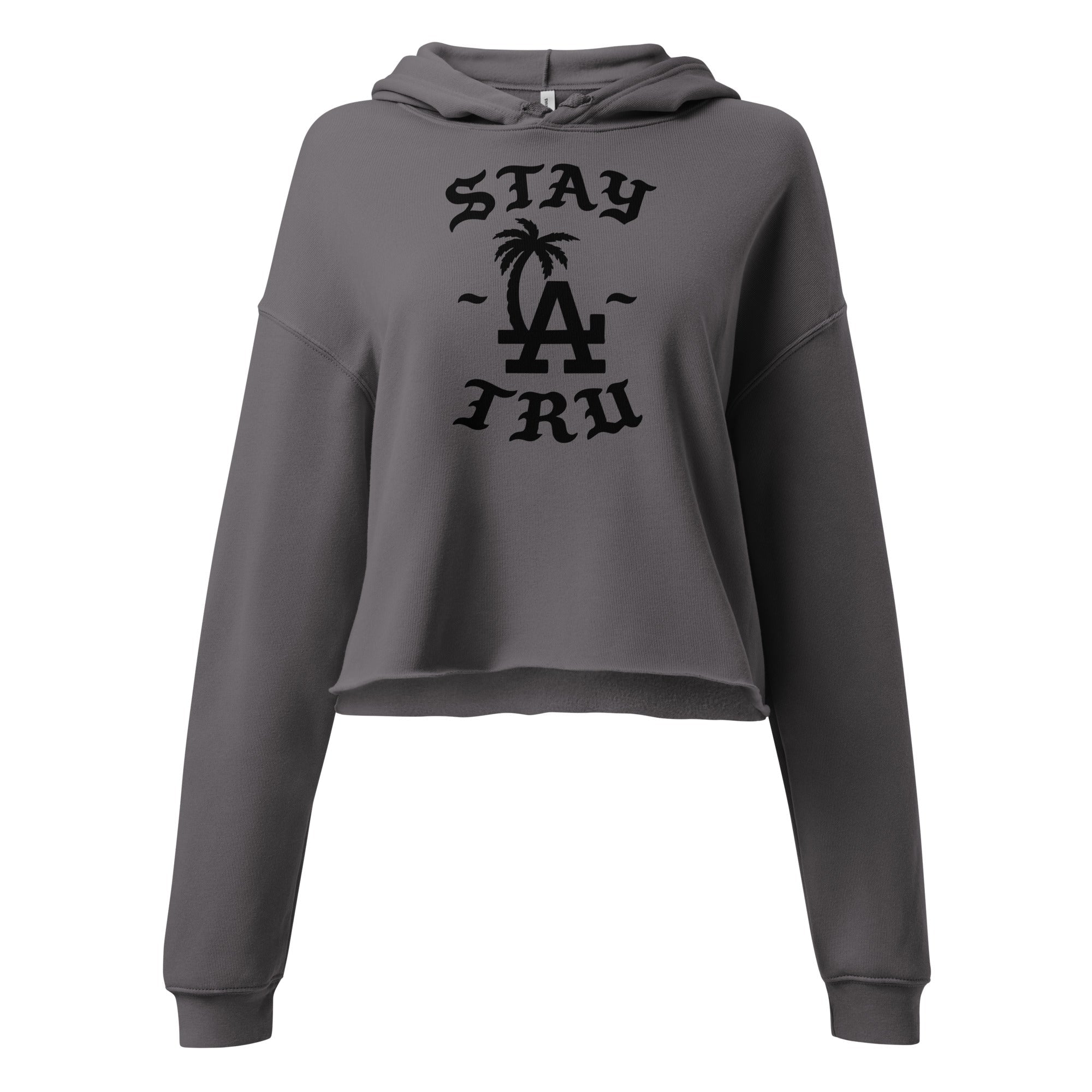 Tru Designs LA Culture "Stay Tru" Premium Raw - Hem Crop Hoodie - by trudesigns.shop
