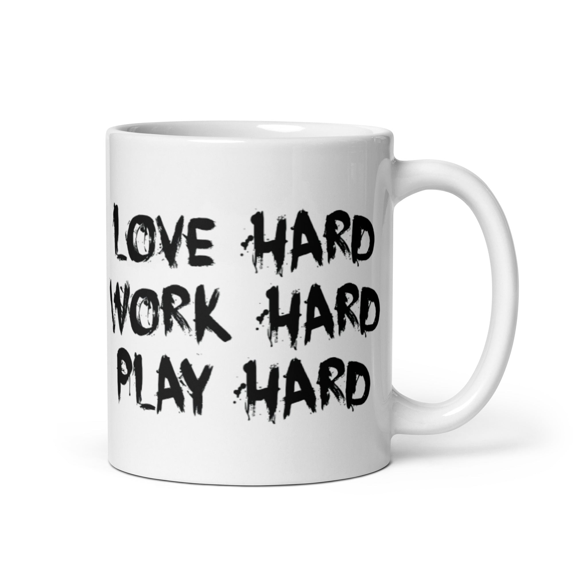 Love, Work, Play Hard - Ceramic Mug - Merchandise by trudesigns.shop
